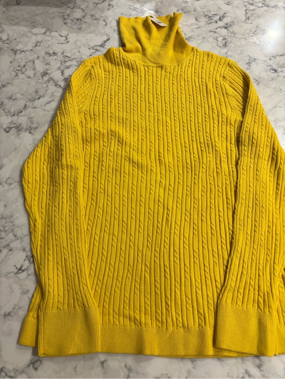 Talbots Bright Yellow Cable-Knit Turtleneck Sweater